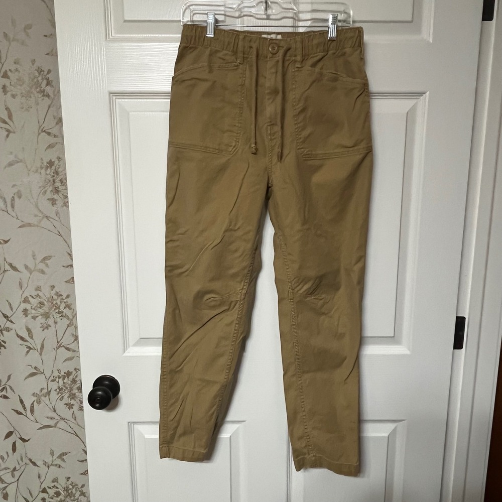 Mutual Weave Tan Cargo Pants Drawstring Waist Cotton Spandex‎ Size Small